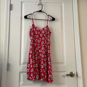 Red short flower dress